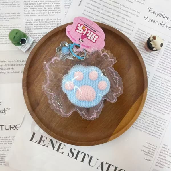 Knitted Cat Paw - Blue Pink